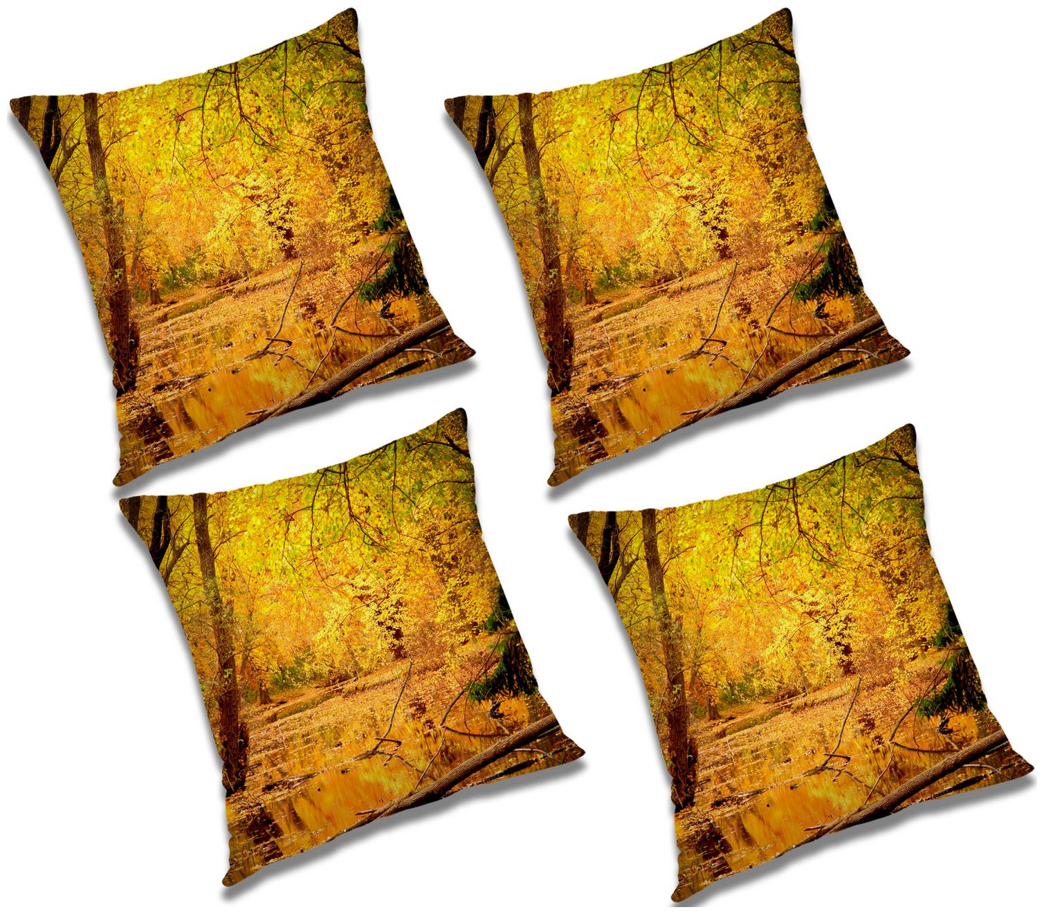 

RADANYA 3d printed Polyester Yellow Cushion Cover ( Small Pack of 4 )