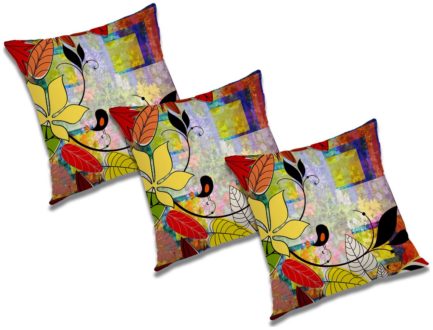 

RADANYA 3D Printed Cushion Cover with Filler (Set of 3) 16x16 inch
