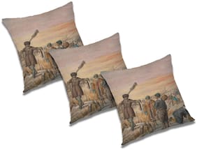 RADANYA 3d printed Polyester Black Cushion Cover ( Small , Pack of 3 )