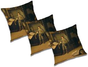 RADANYA 3d printed Polyester Orange Cushion Cover ( Extra large , Pack of 3 )
