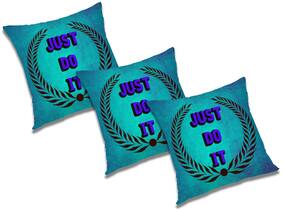 RADANYA 3d printed Polyester Blue Cushion Cover ( Small , Pack of 3 )