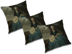 RADANYA 3d printed Polyester Black Cushion Cover ( Large , Pack of 3 )