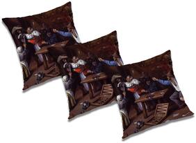 RADANYA 3d printed Polyester Black Cushion Cover ( Extra large , Pack of 3 )