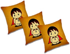 RADANYA 3d printed Polyester Orange Cushion Cover ( Large , Pack of 3 )