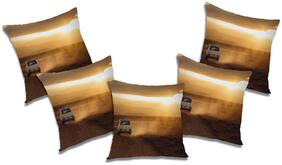 RADANYA 3d printed Polyester Orange Cushion Cover ( Regular , Pack of 5 )