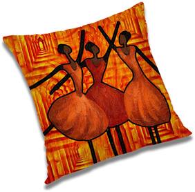 RADANYA 3d printed Polyester Orange Cushion Cover ( Regular , Pack of 1 )