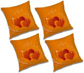 RADANYA 3d printed Polyester Orange Cushion Cover ( Regular , Pack of 4 )