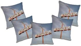 RADANYA 3d printed Polyester Blue Cushion Cover ( Extra large , Pack of 5 )