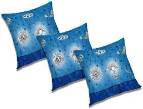 RADANYA 3d printed Polyester Blue Cushion Cover ( Large , Pack of 3 )