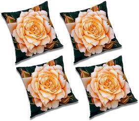 RADANYA 3d printed Polyester Orange Cushion Cover ( Large , Pack of 4 )