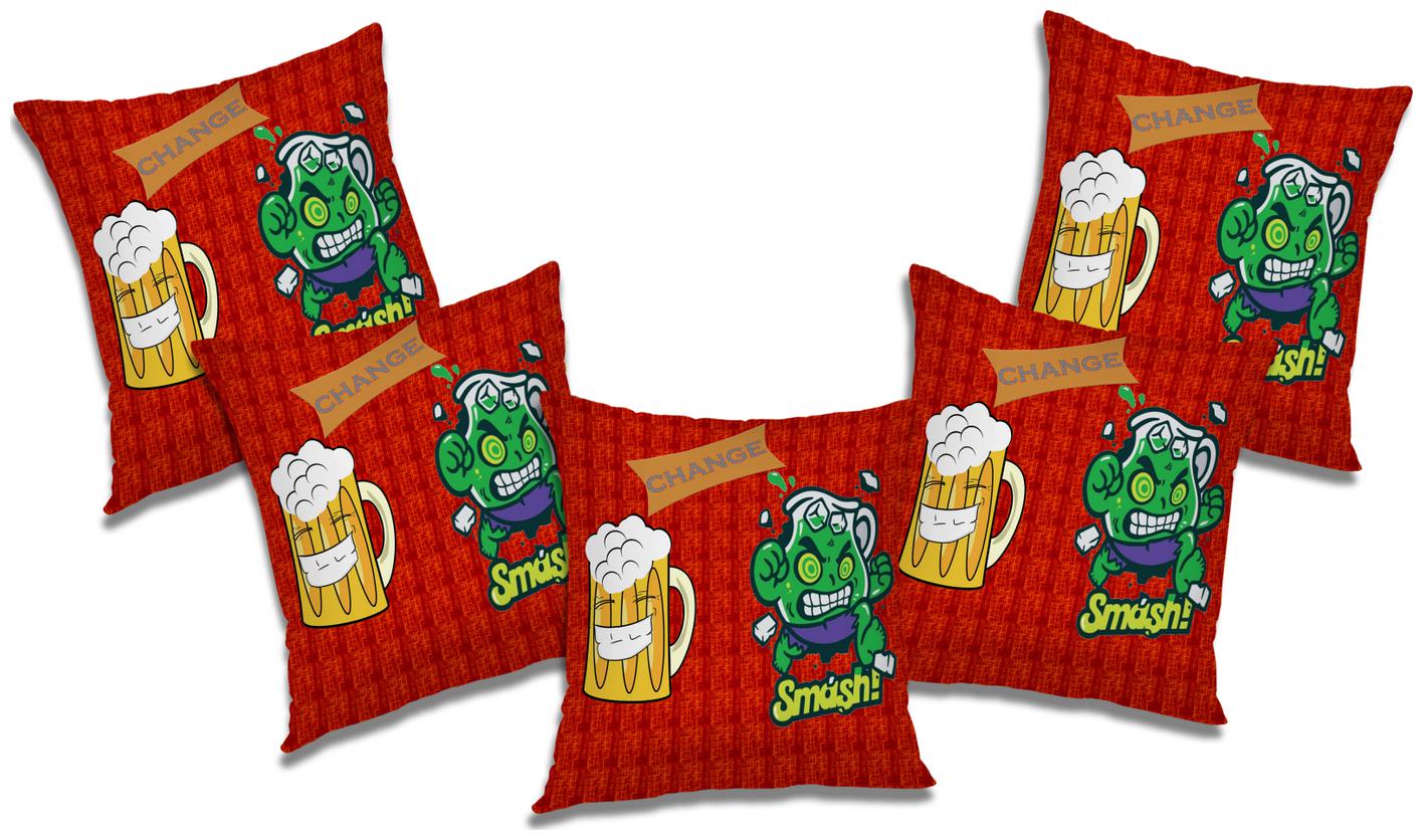 

RADANYA 3d printed Polyester Red Cushion Cover ( Extra large Pack of 5 )