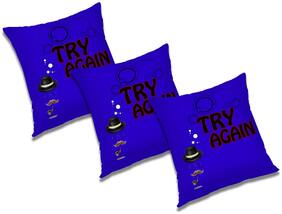 RADANYA 3d printed Polyester Blue Cushion Cover ( Large , Pack of 3 )