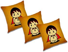 RADANYA 3d printed Polyester Orange Cushion Cover ( Small , Pack of 3 )