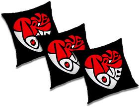 RADANYA 3d printed Polyester Black Cushion Cover ( Large , Pack of 3 )