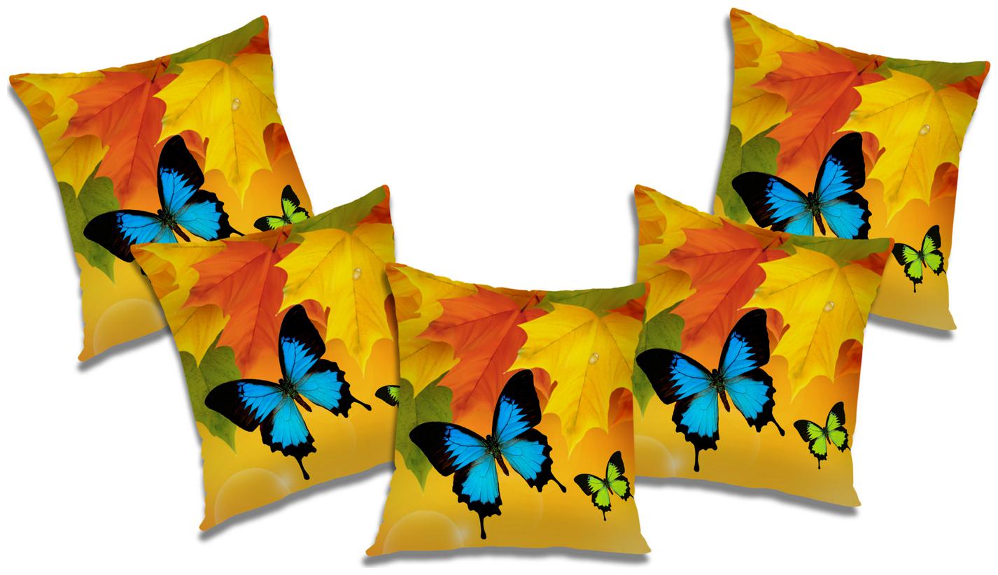 

RADANYA 3D Printed Cushion Cover with Filler (Set of 5) 18x18 inch