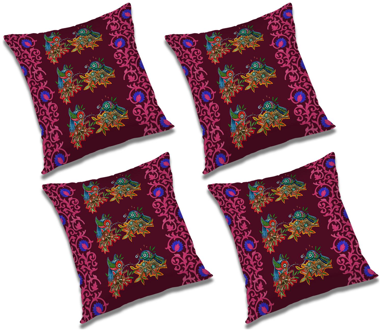

RADANYA 3d printed Polyester Purple Cushion Cover ( Large Pack of 4 )
