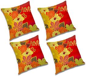 RADANYA 3d printed Polyester Orange Cushion Cover ( Large , Pack of 4 )