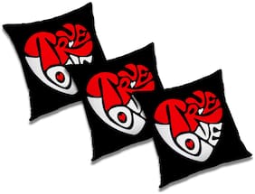 RADANYA 3d printed Polyester Black Cushion Cover ( Extra large , Pack of 3 )