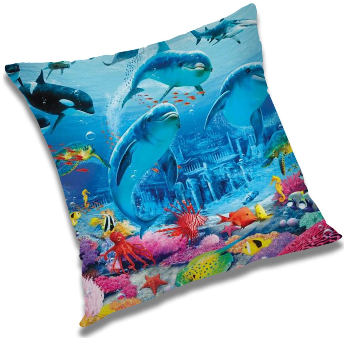 

RADANYA 3d printed Polyester Blue Cushion Cover ( Extra large Pack of 1 )