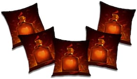 RADANYA 3d printed Polyester Orange Cushion Cover ( Small , Pack of 5 )