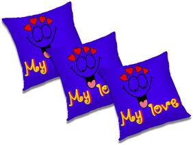 RADANYA 3d printed Polyester Blue Cushion Cover ( Large , Pack of 3 )