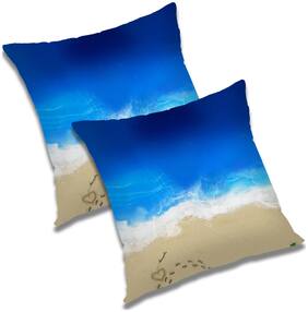 RADANYA 3d printed Polyester Blue Cushion Cover ( Regular , Pack of 2 )
