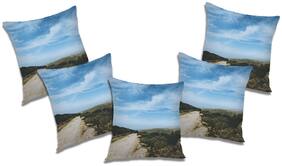 RADANYA 3d printed Polyester Blue Cushion Cover ( Regular , Pack of 5 )