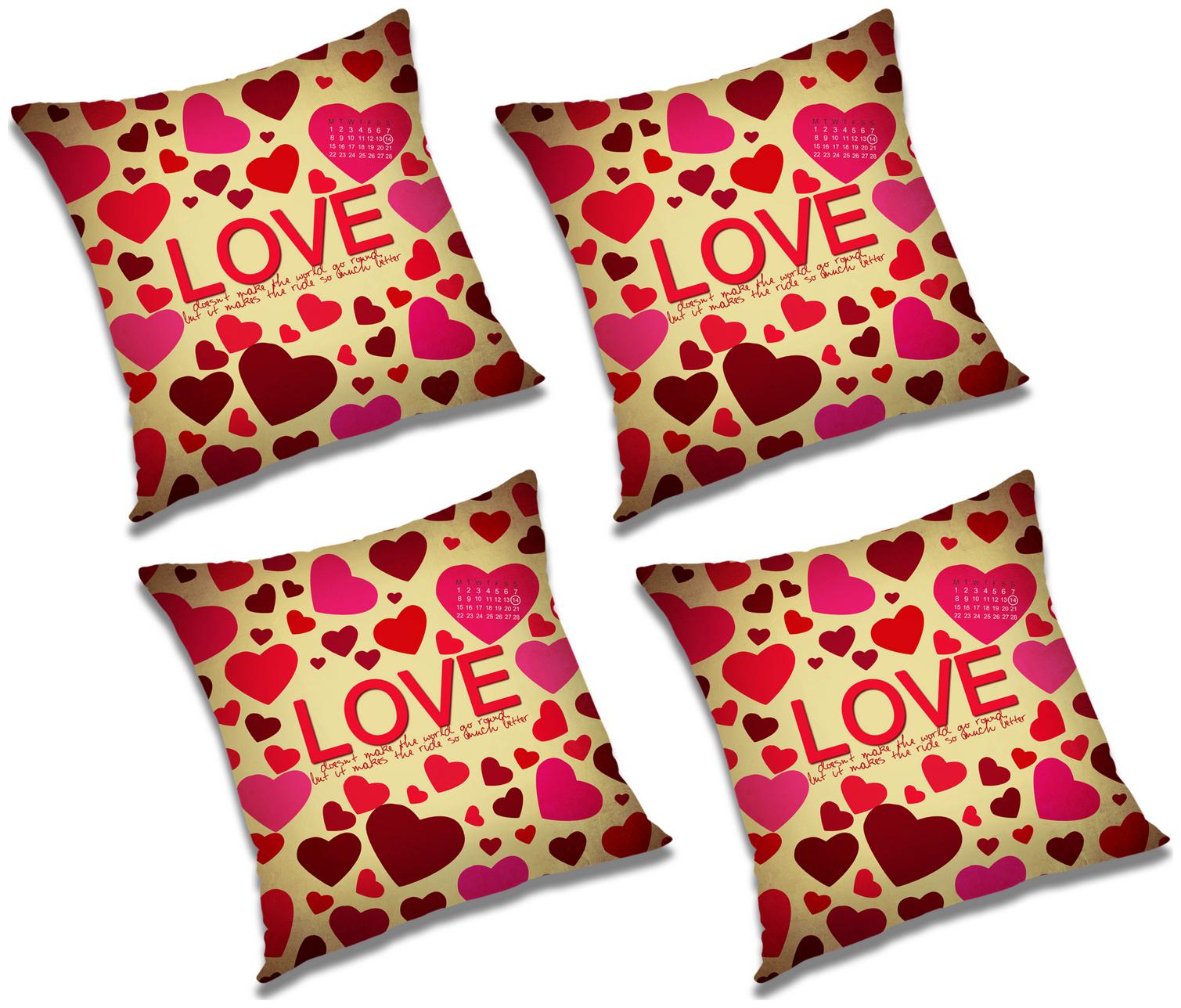 

RADANYA 3d printed Polyester Red Cushion Cover ( Large Pack of 4 )