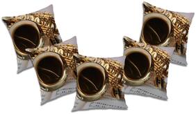 RADANYA 3d printed Polyester Gold Cushion Cover ( Large , Pack of 5 )