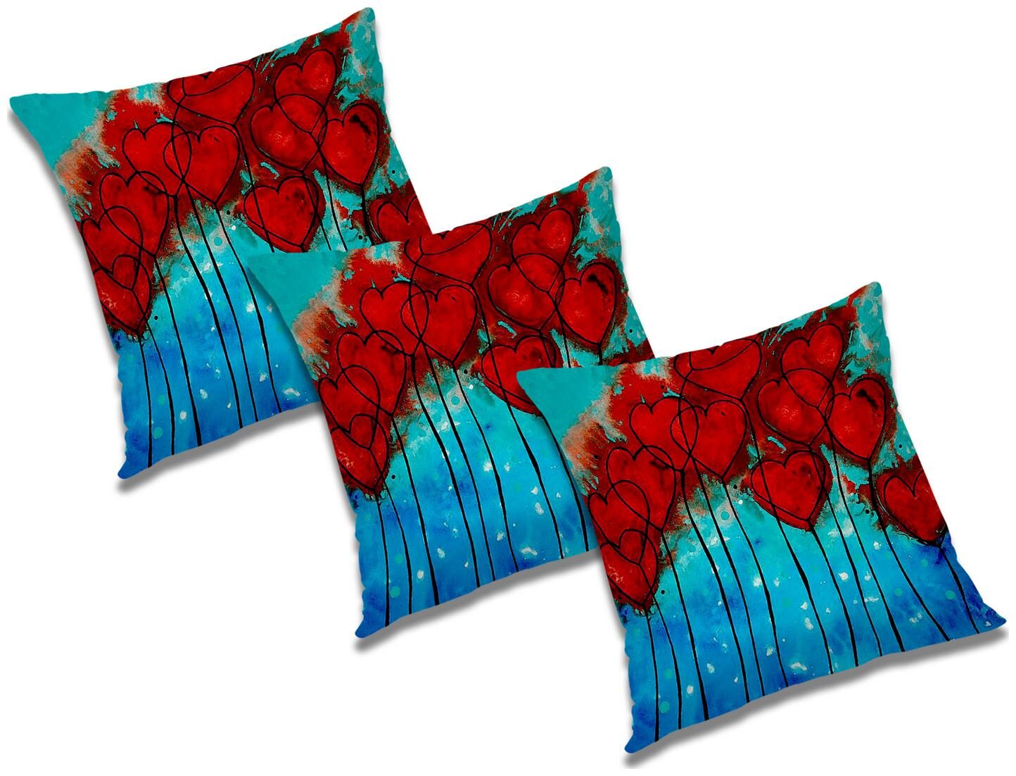 

RADANYA 3d printed Polyester Blue Cushion Cover ( Extra large Pack of 3 )