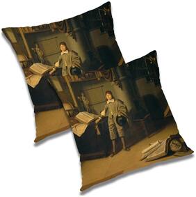 RADANYA 3d printed Polyester Orange Cushion Cover ( Regular , Pack of 2 )
