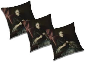 RADANYA 3d printed Polyester Black Cushion Cover ( Regular , Pack of 3 )