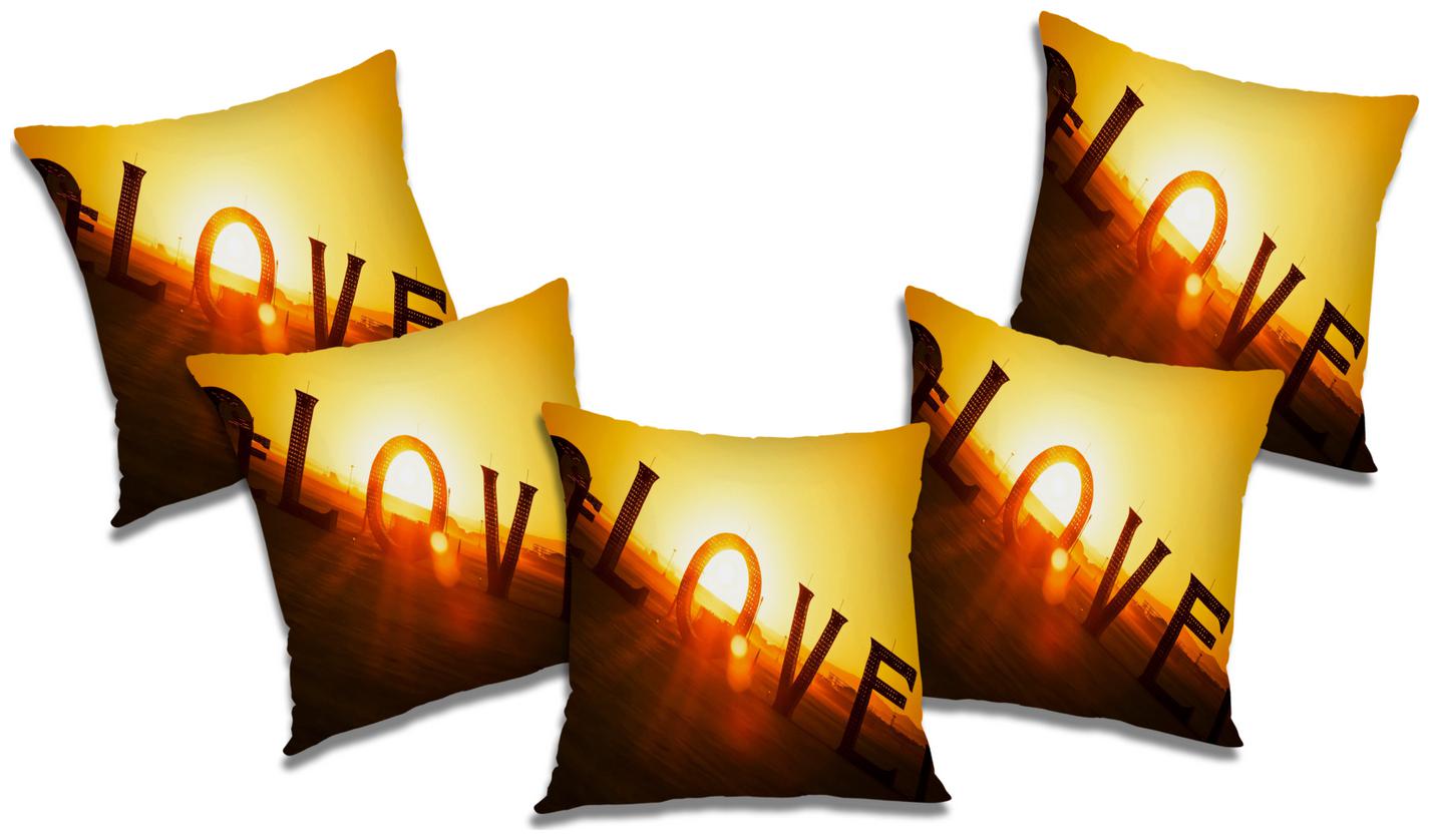 

RADANYA 3D Printed Cushion Cover with Filler (Set of 5) 12X12 inch