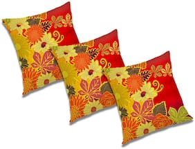 RADANYA 3d printed Polyester Orange Cushion Cover ( Large , Pack of 3 )