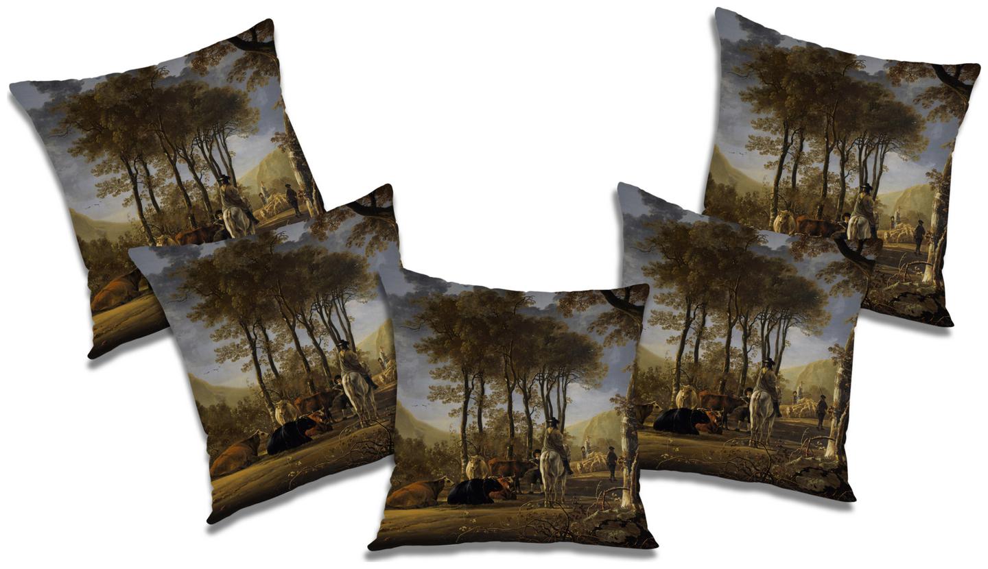 

RADANYA 3D Printed Cushion Cover with Filler (Set of 5) 16x16 inch