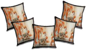 RADANYA 3d printed Polyester Orange Cushion Cover ( Small , Pack of 5 )