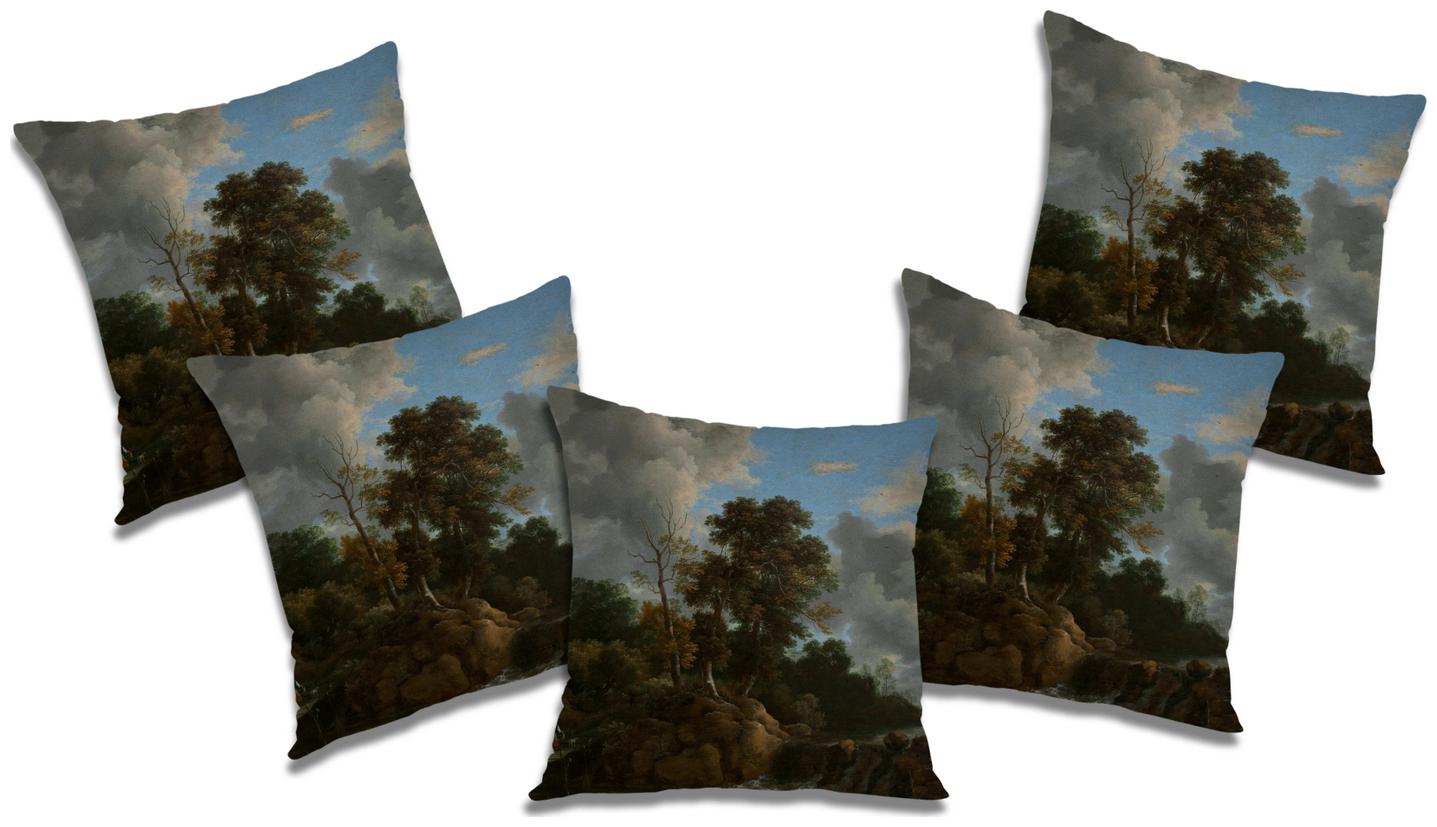 

RADANYA 3D Printed Cushion Cover with Filler (Set of 5) 16x16 inch