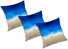 RADANYA 3d printed Polyester Blue Cushion Cover ( Large , Pack of 3 )