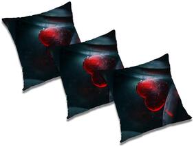RADANYA 3d printed Polyester Blue Cushion Cover ( Regular , Pack of 3 )
