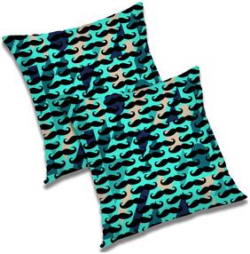 RADANYA 3d printed Polyester Blue Cushion Cover ( Large , Pack of 2 )