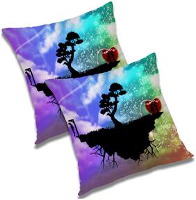 RADANYA 3d printed Polyester Blue Cushion Cover ( Regular , Pack of 2 )
