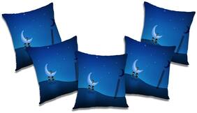 RADANYA 3d printed Polyester Blue Cushion Cover ( Regular , Pack of 5 )