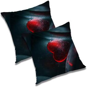 RADANYA 3d printed Polyester Blue Cushion Cover ( Small , Pack of 2 )