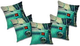 RADANYA 3d printed Polyester Blue Cushion Cover ( Regular , Pack of 5 )