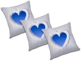 RADANYA 3d printed Polyester Blue Cushion Cover ( Large , Pack of 3 )