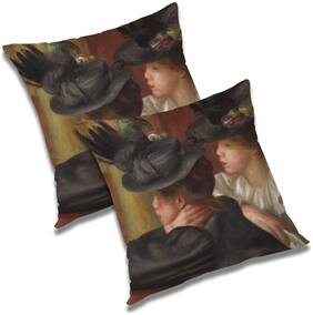 RADANYA 3d printed Polyester Orange Cushion Cover ( Extra large , Pack of 2 )