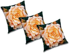 RADANYA 3d printed Polyester Orange Cushion Cover ( Regular , Pack of 3 )