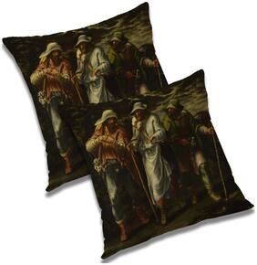 RADANYA 3d printed Polyester Gold Cushion Cover ( Large , Pack of 2 )
