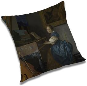 RADANYA 3d printed Polyester Gold Cushion Cover ( Regular , Pack of 1 )