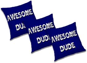 RADANYA 3d printed Polyester Blue Cushion Cover ( Large , Pack of 3 )